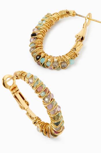 hover state of Lyre Stone Hoop Earrings in 24kt Gold-plated Metal