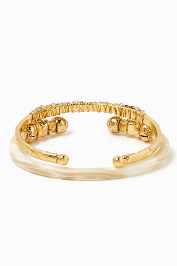 hover state of Two Stack Bracelets in 24kt Gold-plated Metal