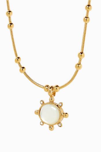 hover state of Single Stone Pearl Necklace in 24kt Gold-plated Metal