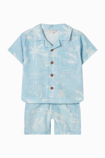 hover state of Surf's Up Linework Shirt in Cotton-linen