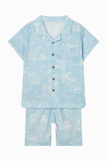 hover state of Surf's Up Linework Shirt in Cotton-linen