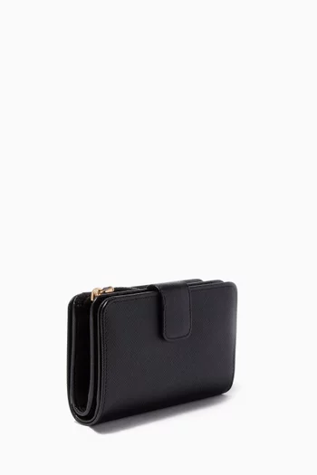 Black Saffiano-Leather Zip-Around Wallet