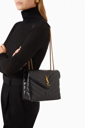 حقيبة لولو صغيرة جلد بتصميم مبطن على شكل حرف Y