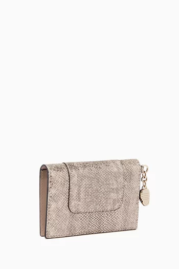 Serpenti Forever Folded Card Holder in Metallic Karung Leather   