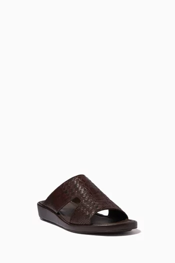 Western Arca Sandals in Croc-Embossed Python Leather   