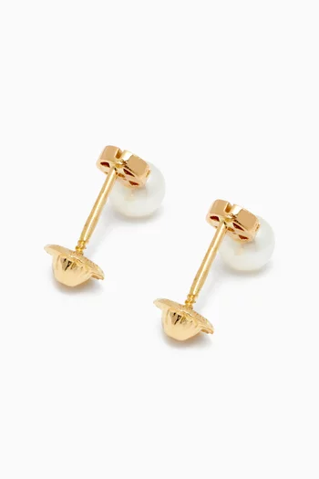 Pearl Diamond Stud Earrings in 18kt Yellow Gold
