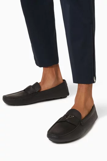 Triangle Logo Loafers in Saffiano Leather      