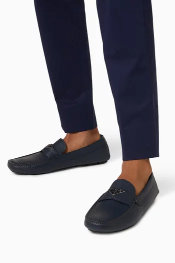 Triangle Logo Loafers in Saffiano Leather       