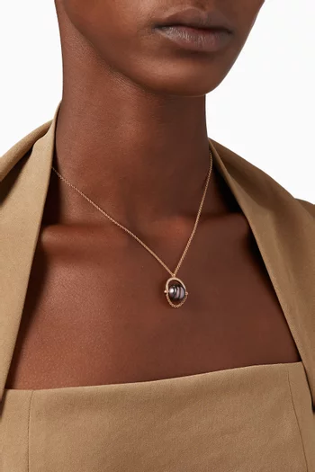 Entrelace Pearl Necklace with Diamonds in 18kt Rose Gold