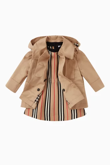 Cotton Twill Hooded Trench Coat   