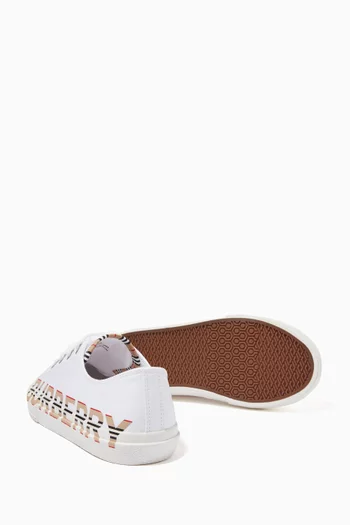 Sneakers with Icon Stripe Logo in Cotton Gabardine  