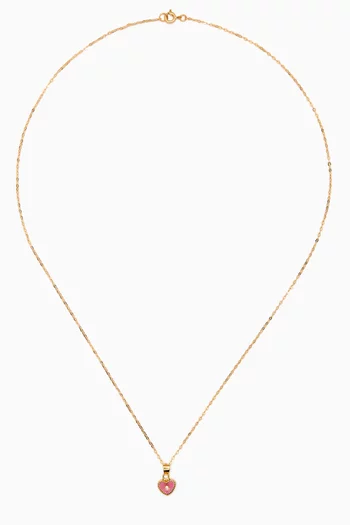 Heart Enamel Pendant with Diamond in 18kt Yellow Gold        