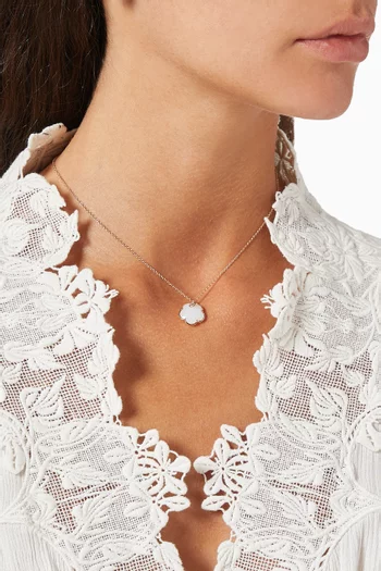 Petit Joli Diamond Necklace with White Agate in 18kt Rose Gold