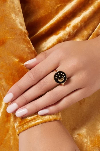 Reversible Day & Night Diamond Pinky Ring in 18kt Gold