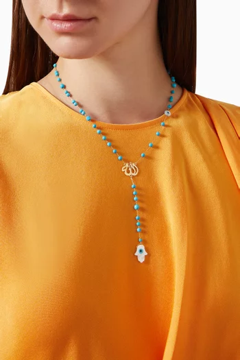 "Allah" Y Necklace with Turquoise in 18kt Yellow Gold   