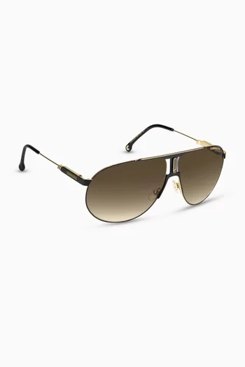 Panamerika65 Aviator Sunglasses in Stainless Steel 