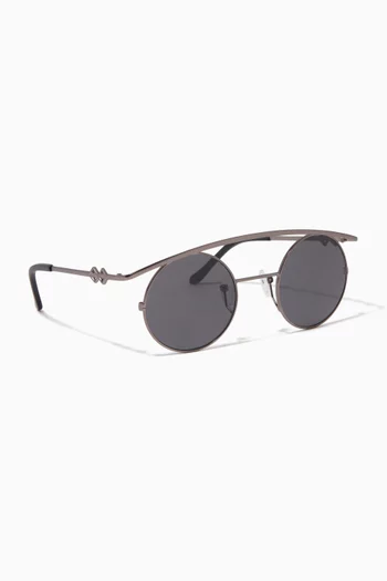 Retro XL Round Sunglasses in Metal       