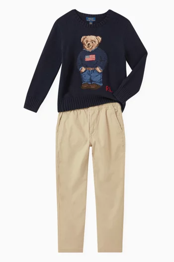 Polo Bear Flag Sweater in Cotton Knit  