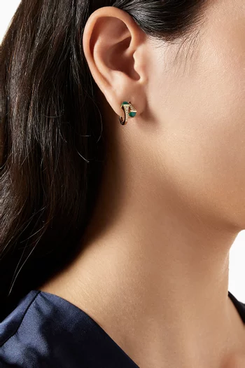 Cleo Diamond & Green Agate Huggie Earrings in 18kt Gold