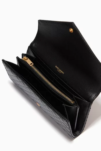 Large Flap Wallet in Mix Matelassé Grain de Poudre Embossed Leather        