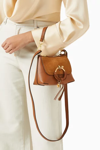 Mini Joan Shoulder Bag in Grained Calfskin & Suede