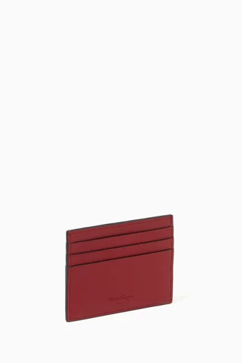 Gancini Card Holder in Hammered Calf Leather  