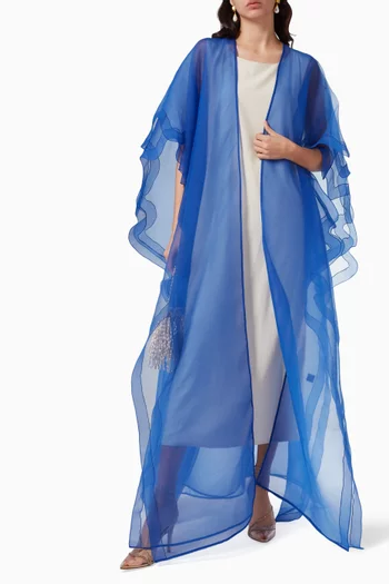 Double Layered Abaya in Crinkled Organza  