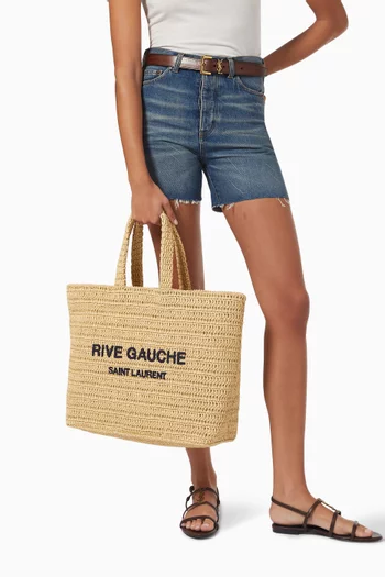 Rive Gauche Tote Bag in Raffia Crochet