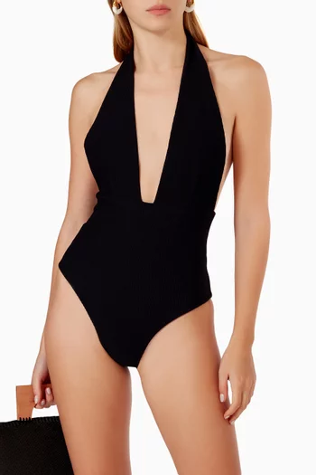 Thalassa Halterneck Swimsuit in Ribbed Nylon