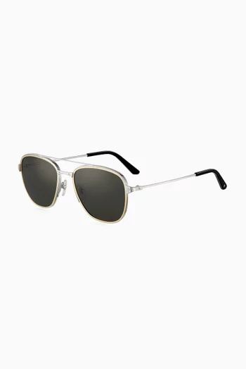 Two-tone Pilot Sunglasses in Titanium & Metal  