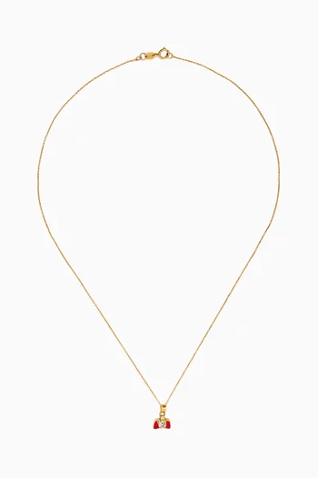 Bag Diamond & Enamel Pendant Necklace in 18kt Gold