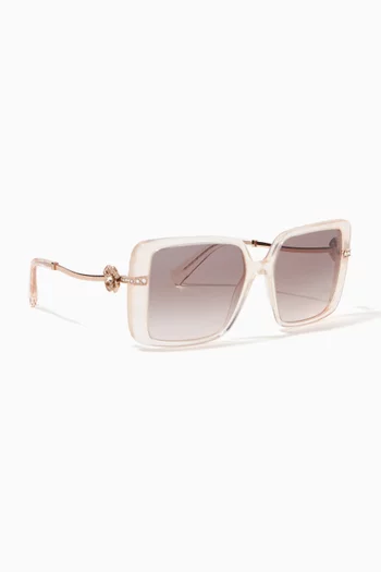 Oversized D-frame Sunglasses in Acetate & Metal    