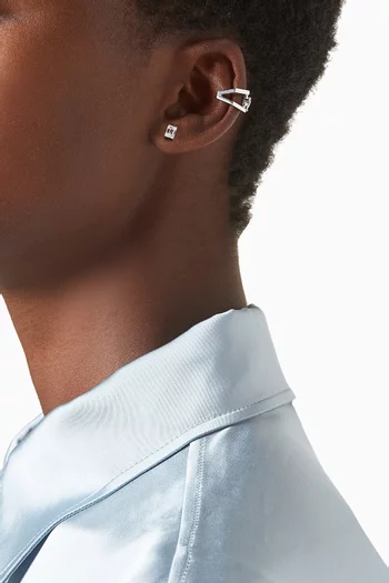 Single Emerald-cut Diamond Earring in 18kt White Gold 