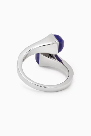 Cleo Diamond & Lapis Lazuli Ring in 18kt White Gold