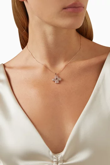 Clover Flower Pendant Necklace in 18kt Rose Gold-plated Sterling Silver   