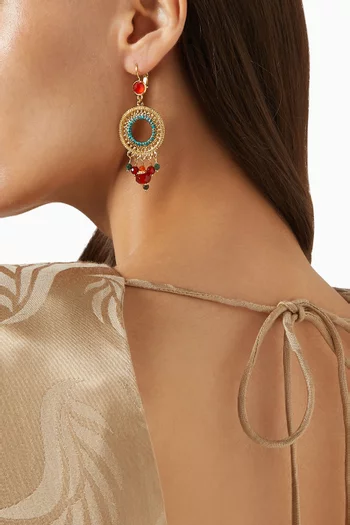Carnelian Chrysocolla Earrings in 18kt Gold-plated Metal    