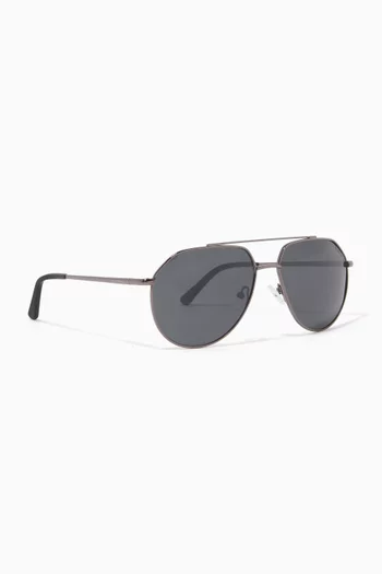 Edgar Aviator Polarized Sunglasses in Stainless Steel   