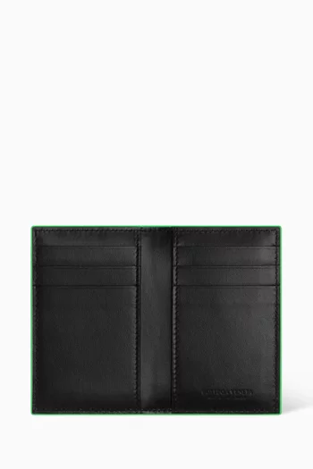 Flap Card Case in Intreccio Grained Leather