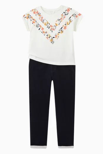 Floral-print T-shirt in Cotton