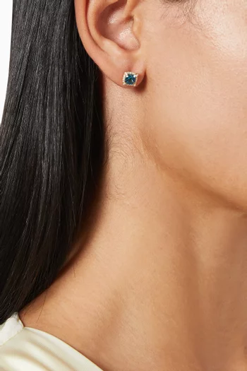 Petite Chatelaine® Diamond & Topaz Stud Earrings in 18kt Gold