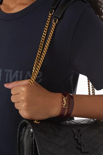 Opyum Double Wrap Bracelet in Crocodile-embossed Leather