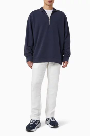 Half Zip Loopback Sweatshirt in Cotton-loopback