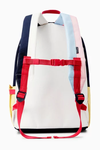 حقيبة ظهر مقسمة بألوان بشعار لاعب البولو بحجم صغير نايلون