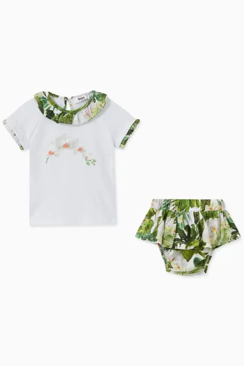 Orchid Print Top & Bloomers Set