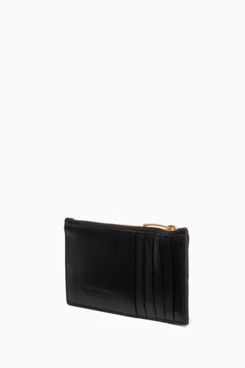 Zipped Card Case in Intreccio Leather