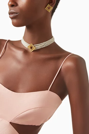 Ravi Pearl Choker in 24kt Gold-plated Brass
