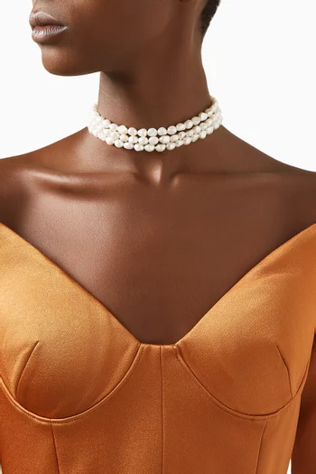 Blossom Pearl Choker in 24kt Gold-plated Brass