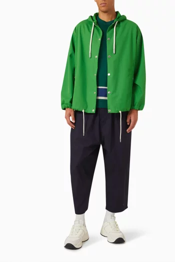 Drawstring Waist Hooded Jacket in Canvas