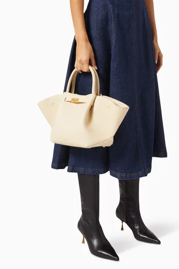 The Midi New York Tote Bag in Grained Leather