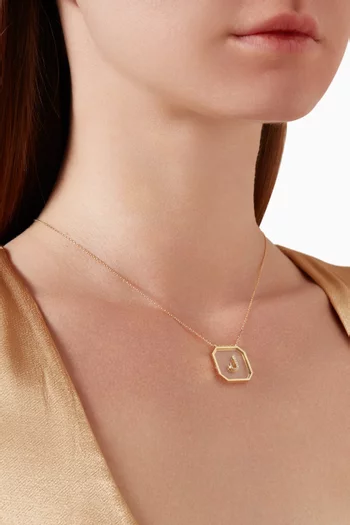 "L" Letter Diamond Necklace in 18kt Yellow Gold